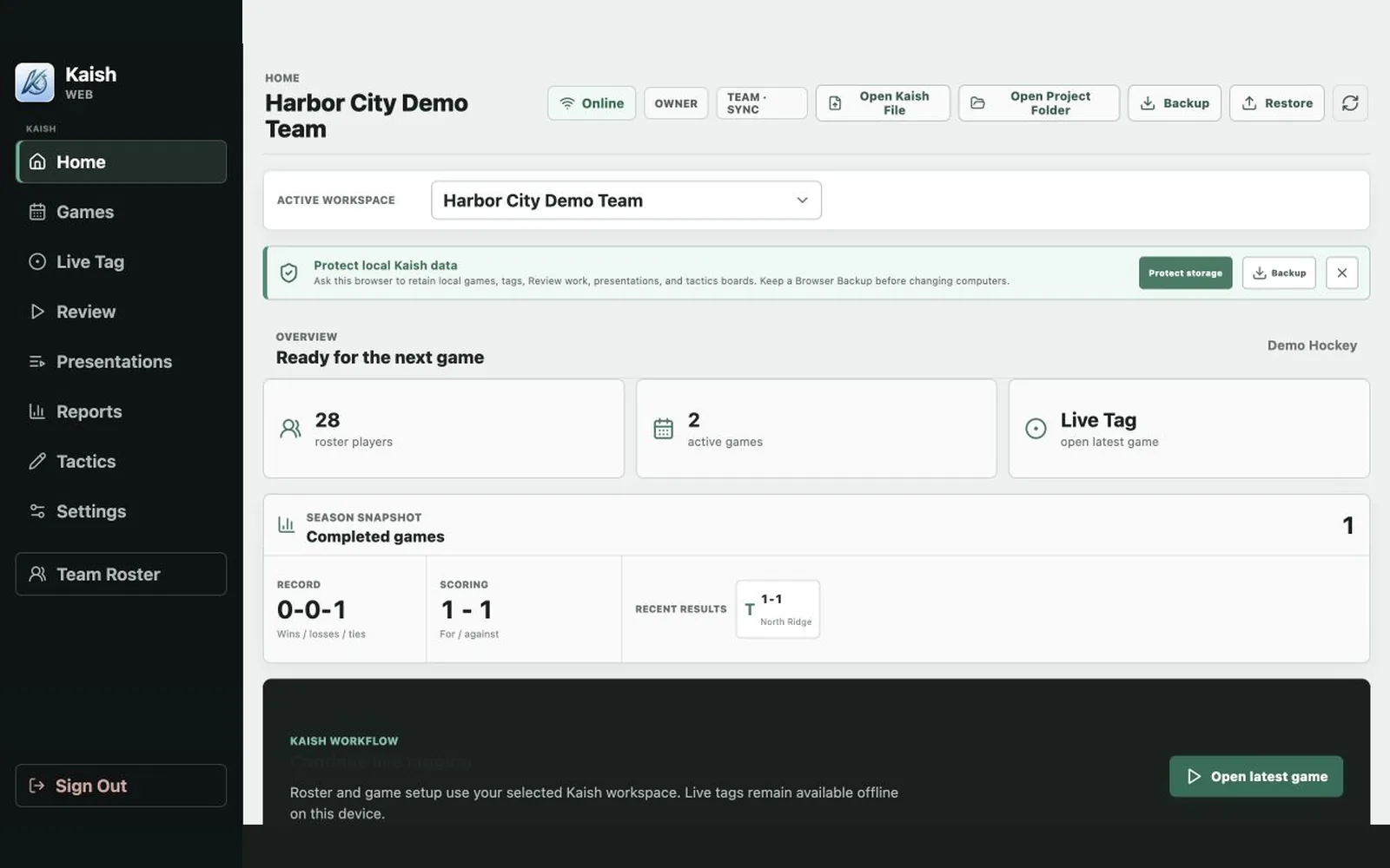 Real Kaish Web Home workspace
