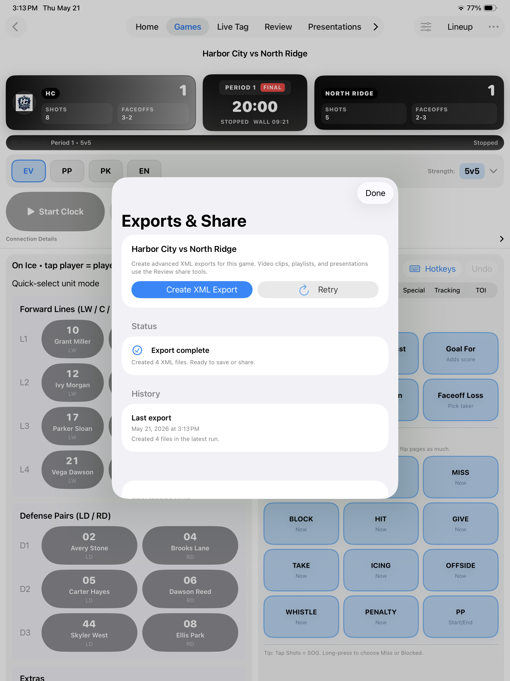 Kaish export and share screen