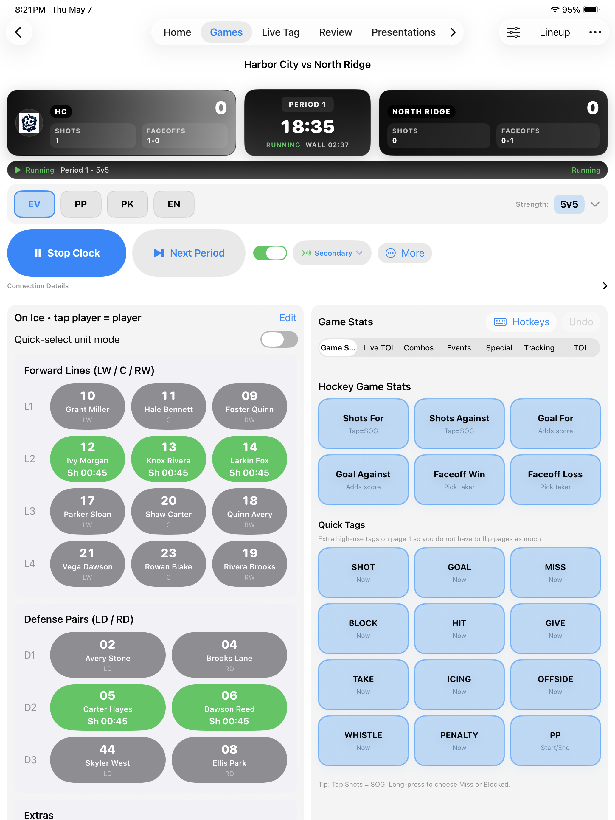 Kaish Live Game Sync session view